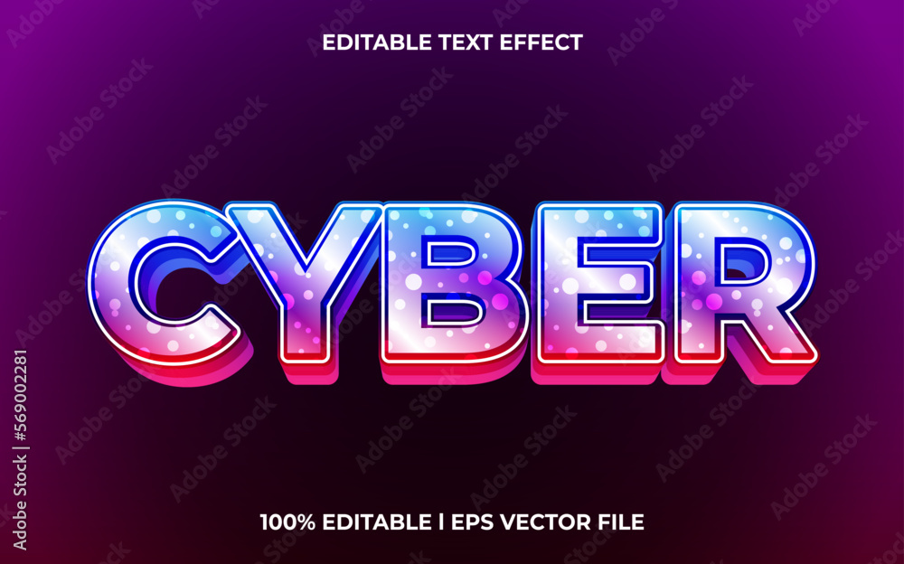 Aufkleber cyber 3d text effect and editable text, template 3d style use for business tittle