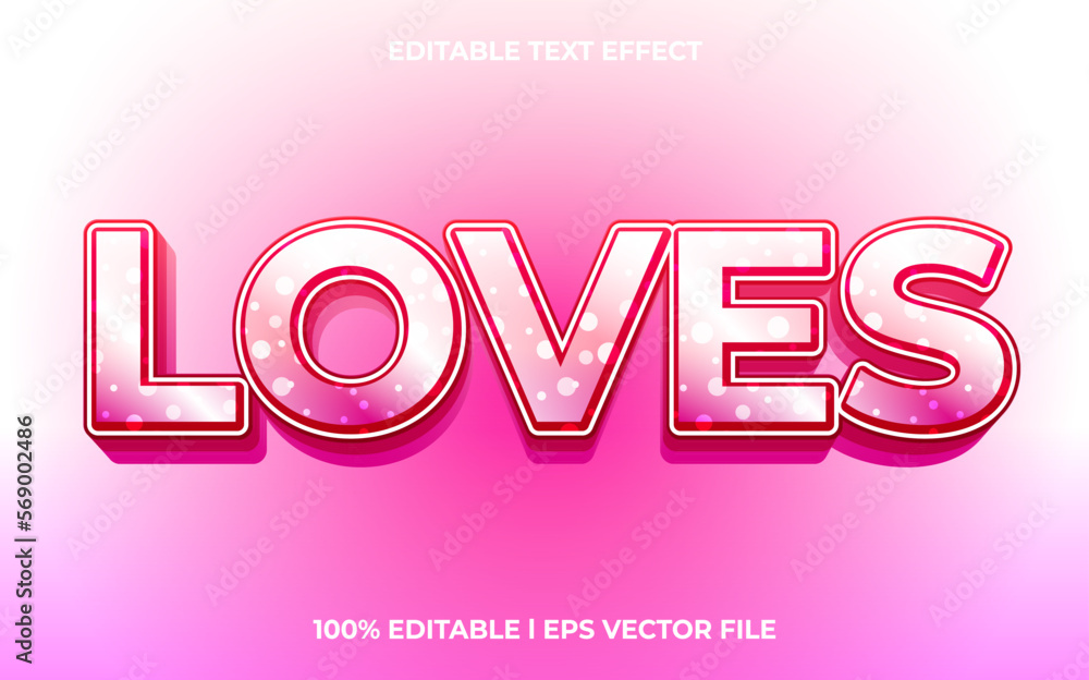 Poster loves 3d text effect and editable text, template 3d style use for business tittle