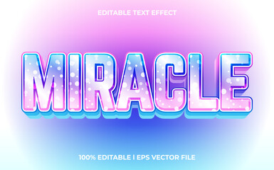Miracle 3d text effect and editable text, template 3d style use for business tittle