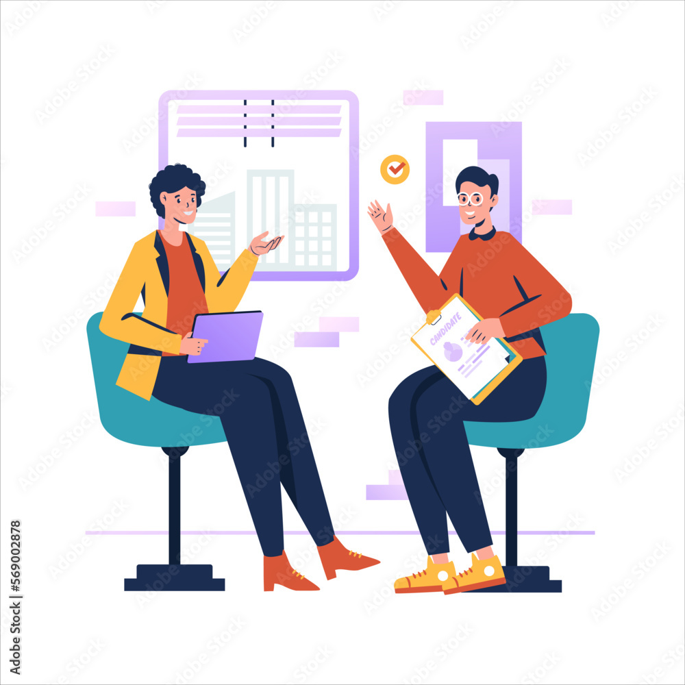 Canvas Prints work job discussion interview flat design