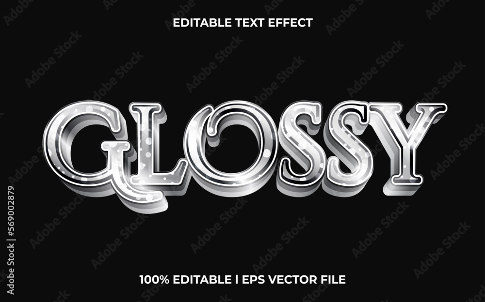 Poster glossy 3d text effect and editable text, template 3d style use for business tittle