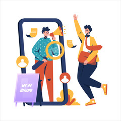 Online job employee recruitment vector illustration