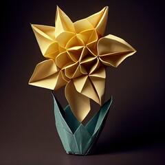 Origami Daffodil Flower Illustration