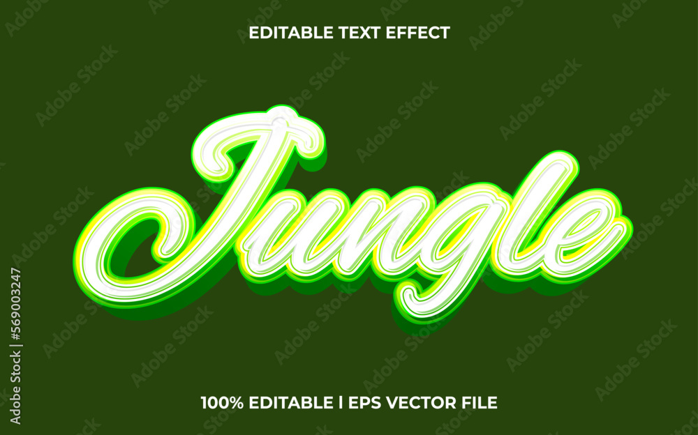 Poster jungle 3d text effect and editable text, template 3d style use for business tittle