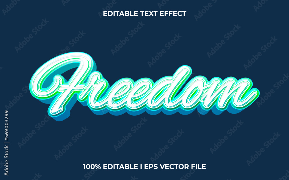 Fototapete freedom 3d text effect and editable text, template 3d style use for business tittle