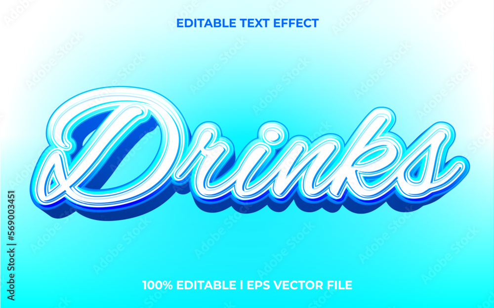 Poster drinks 3d text effect and editable text, template 3d style use for business tittle