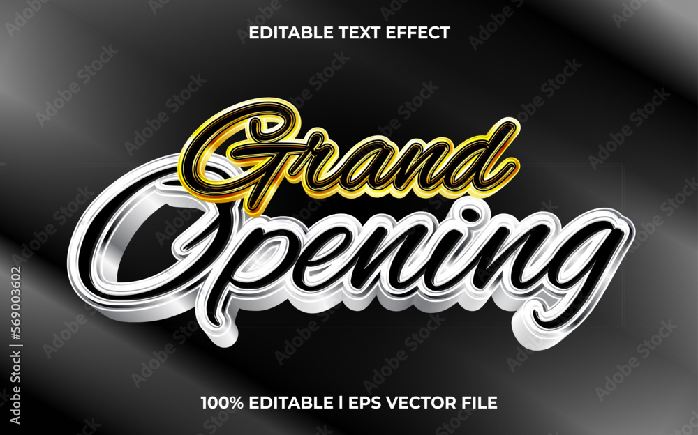 Poster grand opening 3d text effect and editable text, template 3d style use for business tittle