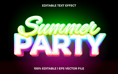 Summer party 3d text effect and editable text, template 3d style use for business tittle