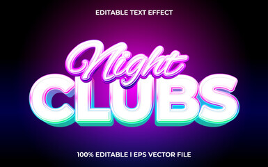 night clubs 3d text effect and editable text, template 3d style use for business tittle - obrazy, fototapety, plakaty