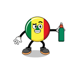 senegal flag illustration cartoon holding mosquito repellent