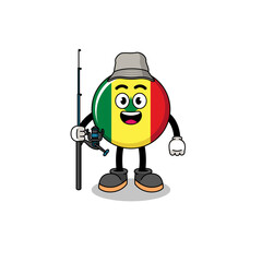 Mascot Illustration of senegal flag fisherman