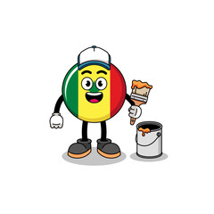 Character mascot of senegal flag as a painter