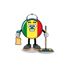 Character mascot of senegal flag as a cleaning services