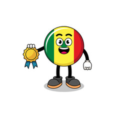 senegal flag cartoon illustration with satisfaction guaranteed medal