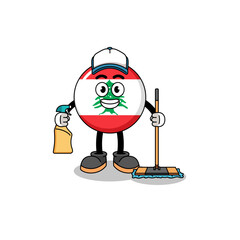 Character mascot of lebanon flag as a cleaning services