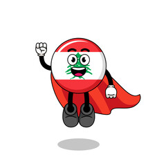 lebanon flag cartoon with flying superhero