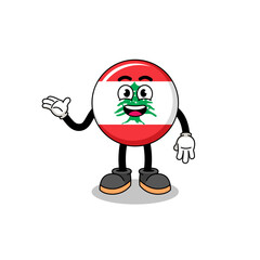 lebanon flag cartoon with welcome pose
