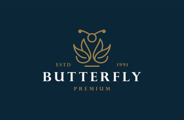 Butterfly logo abstract. Luxury line logotype design. Universal premium butterfly symbol logotype.