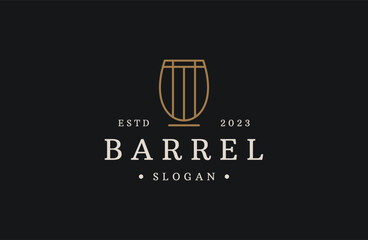 Barrel retro style logo on black background .