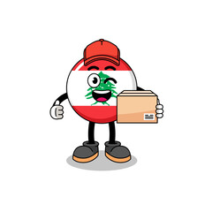 lebanon flag mascot cartoon as an courier