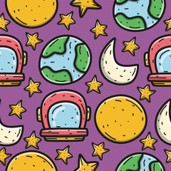 Planet doodle cartoon illustration pattern design