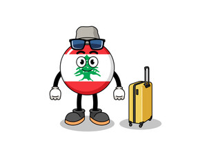 Naklejka premium lebanon flag mascot doing vacation