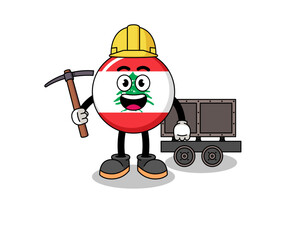 Fototapeta premium Mascot Illustration of lebanon flag miner