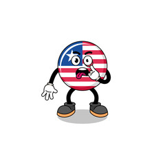 Character Illustration of liberia flag with tongue sticking out