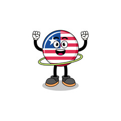 Character Illustration of liberia flag playing hula hoop