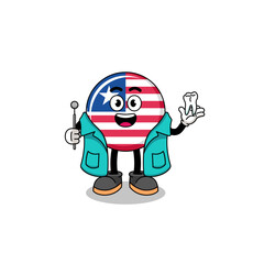 Illustration of liberia flag mascot as a dentist