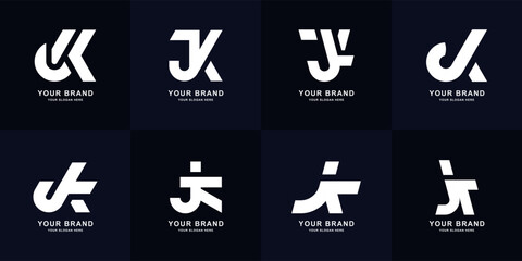 Collection letter JK or KJ monogram logo design