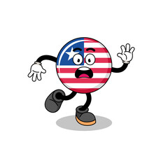 slipping liberia flag mascot illustration