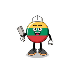 Mascot of lithuania flag as a butcher