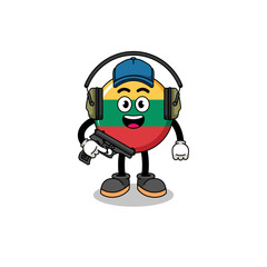 Obraz premium Character mascot of lithuania flag doing shooting range