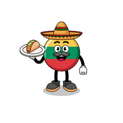 Character cartoon of lithuania flag as a mexican chef