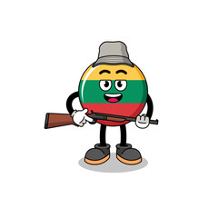 Cartoon Illustration of lithuania flag hunter