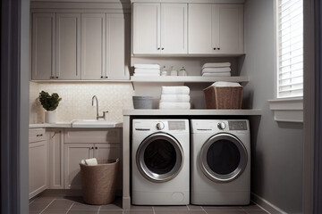 Minimalist Laundry Room often features a neutral color palette