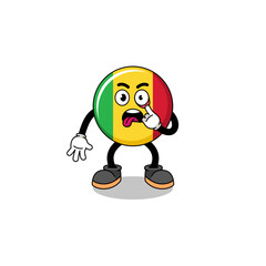 Character Illustration of mali flag with tongue sticking out