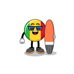 Mascot cartoon of mali flag as a surfer