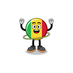 Character Illustration of mali flag playing hula hoop