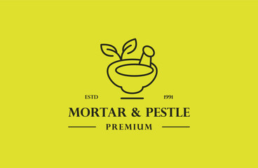 Pharmacy logo design mortar & pestle vector - obrazy, fototapety, plakaty