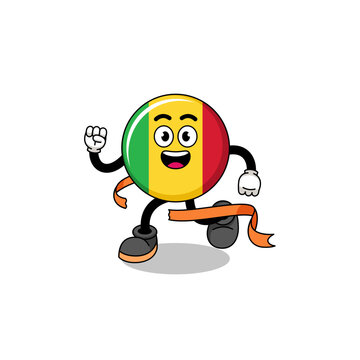 recommend clip art: Mascot cartoon of mali flag running on finish line