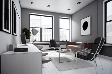 Modern Office design often features a neutral color