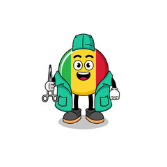 Illustration of mali flag mascot as a surgeon