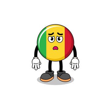 recommend clip art: mali flag cartoon illustration with sad face