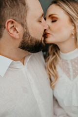 Couple love in the field romantic