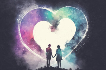 Fototapeta premium Colorfuls of heart and couple background. Love and valentine day concept. Generative AI