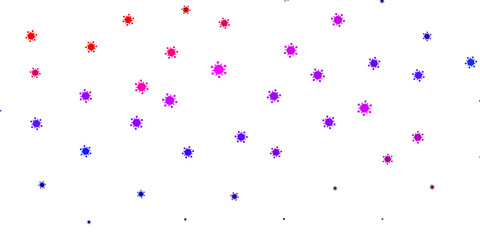 Light blue, red vector background with covid-19 symbols.