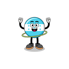Character Illustration of honduras flag playing hula hoop