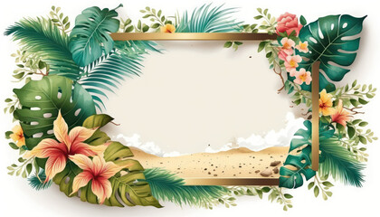 Copyspace of tropical natural frame abstract background. Nature and summer vacation concept. Generative AI